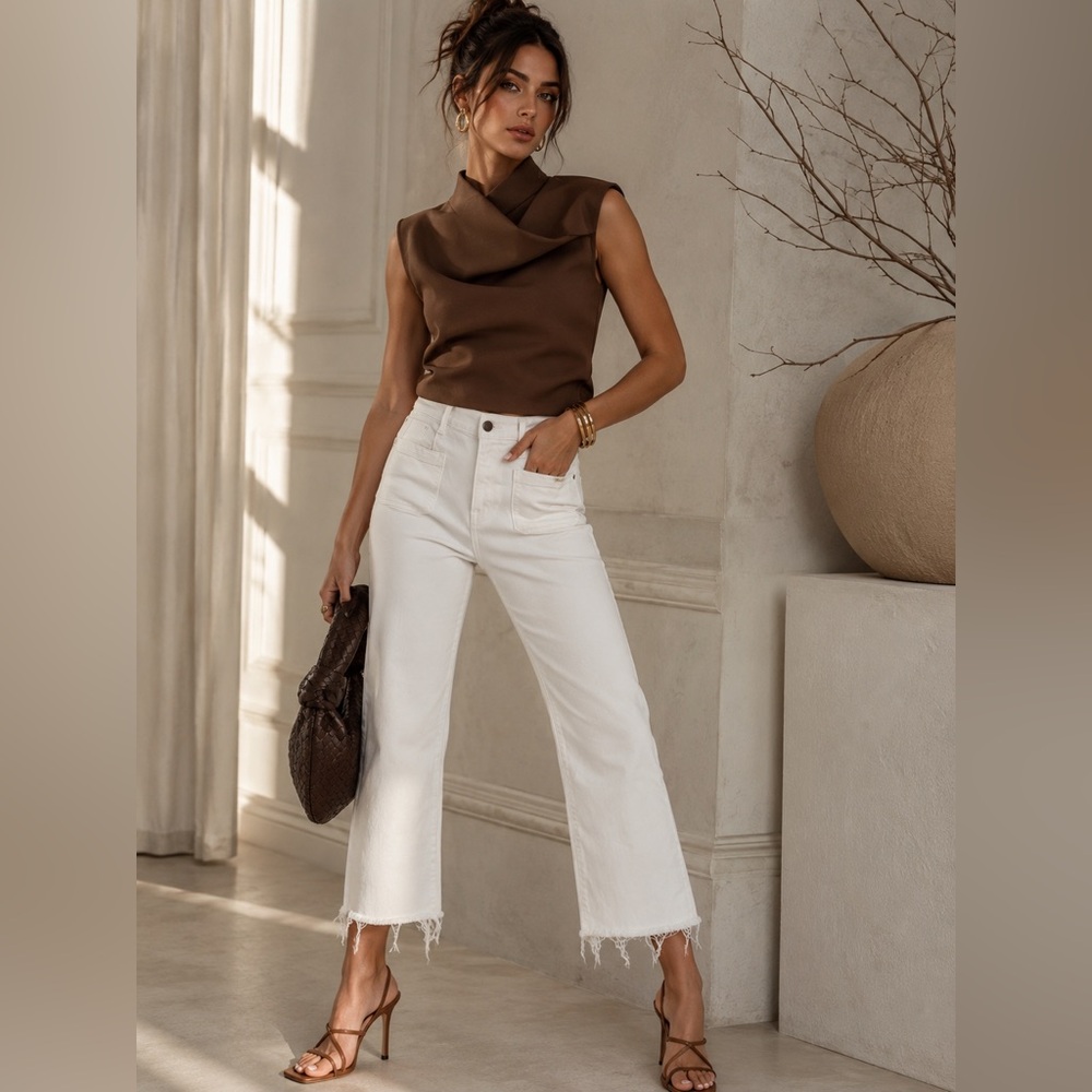 Frame Denim White Wide-Leg Crop Jeans